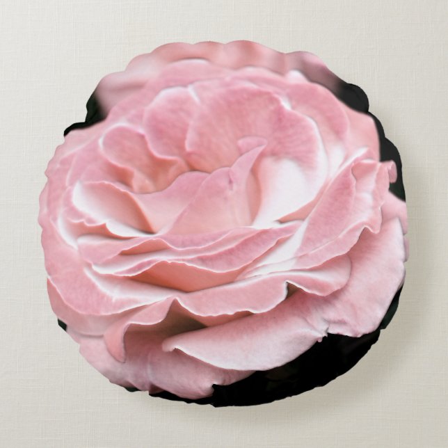 Pink Rose in Full Bloom Round Cushion (Front)