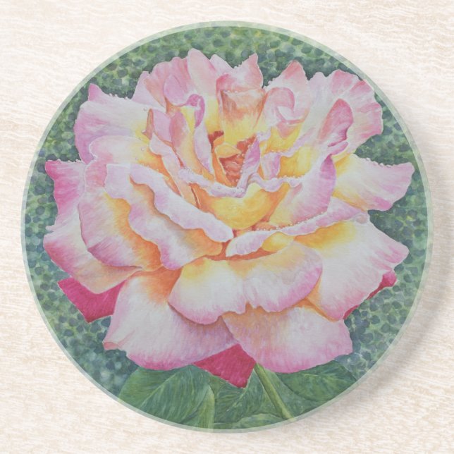 Pink Rose in Spring Coaster (Front)