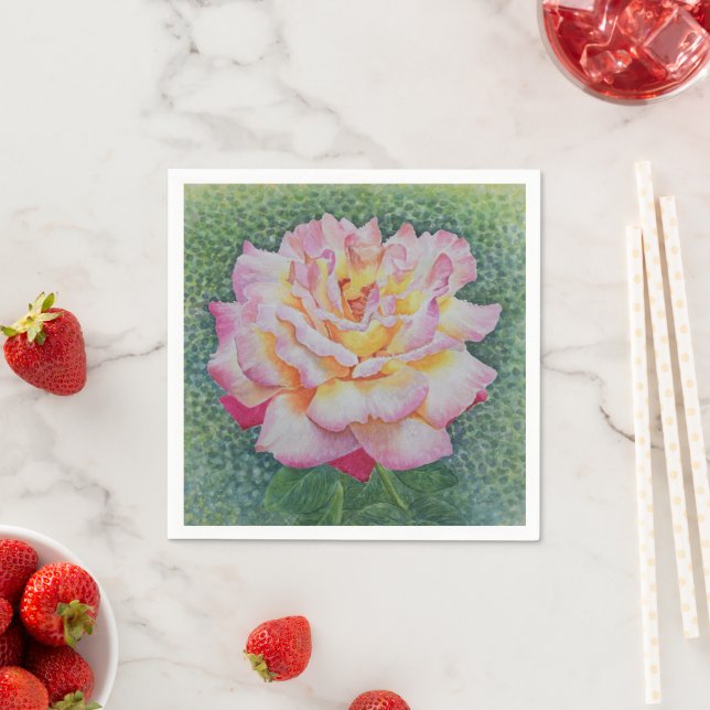 Pink Rose in Spring Napkin (Insitu)