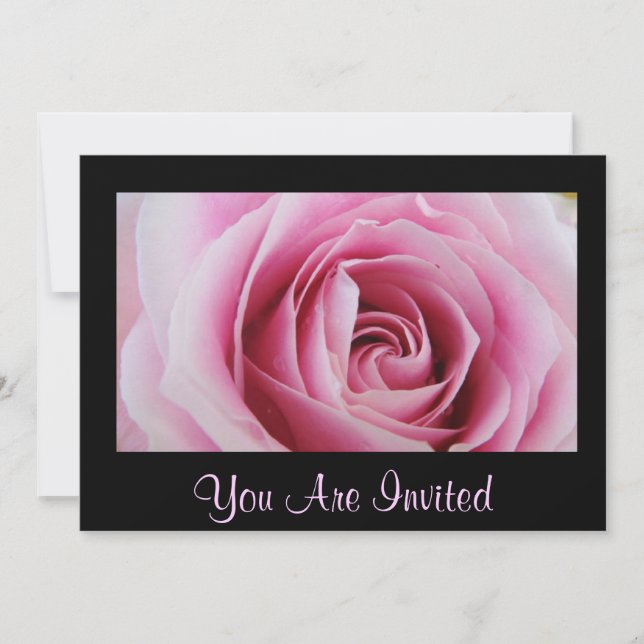 Pink Rose In The Rain Party Invitations (Front)
