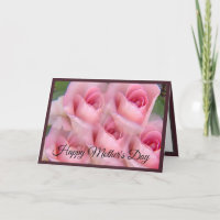 Pink Rose Kaleidoscope Burgundy Mother's Day Card
