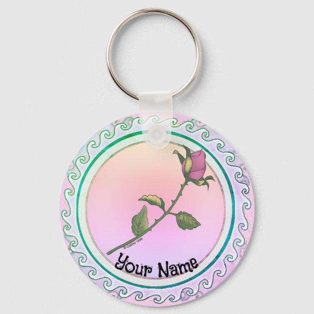 Pink Rose  Key Ring (Front)