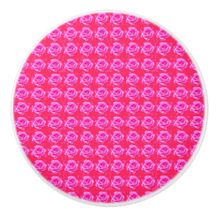 Pink Rose Kisses Pattern, Ceramic Knob