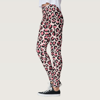 Pink Rose Leopard Leggings Gym