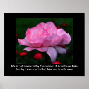 Pink Rose Life Attitude Quote Inspirational Poster