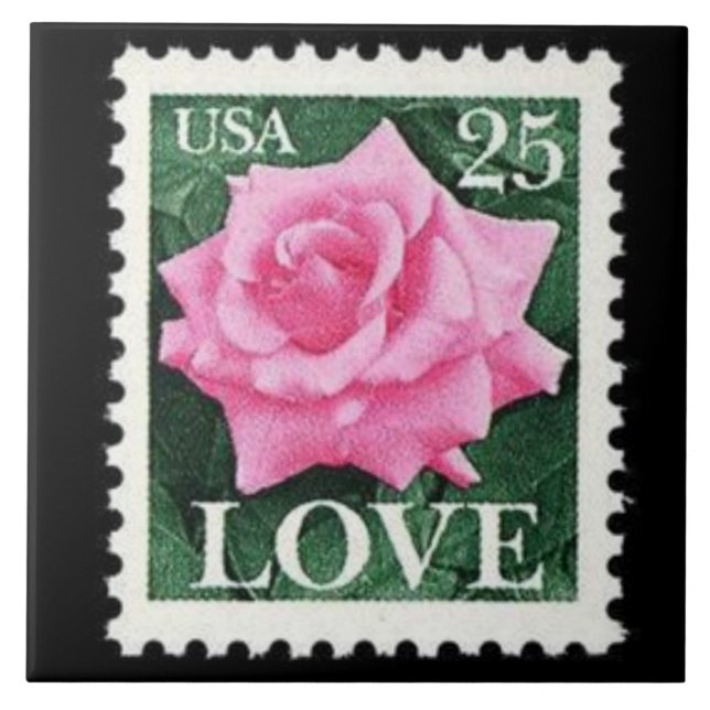 Pink Rose Love Ceramic Tile (Front)