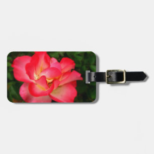 Pink Rose  Luggage Tag w/ leather strap