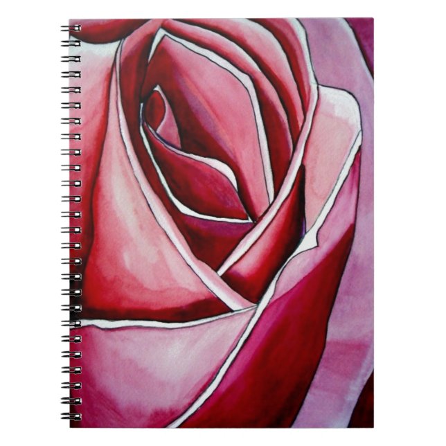 Pink Rose macro flower watercolor abstract art Notebook (Front)