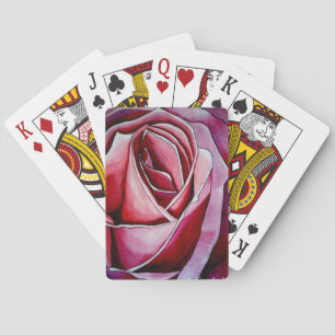 Pink Rose macro flower watercolor abstract art Playing Cards