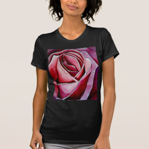 Pink Rose macro flower watercolor abstract art T-Shirt