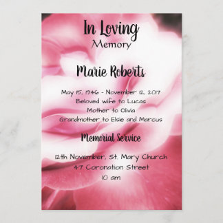 Pink Rose Memorial / Announcement