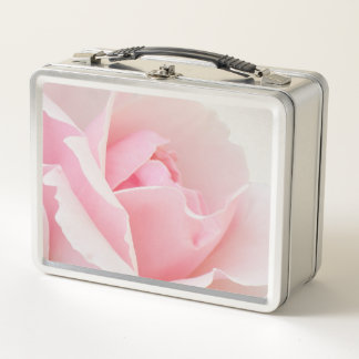Pink rose metal lunch box