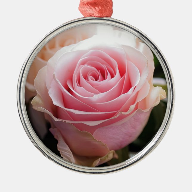 Pink Rose Metal Ornament (Front)