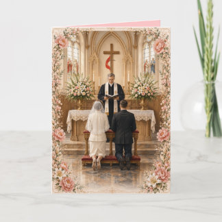 Pink Rose Methodist Cross and Flame Invitation