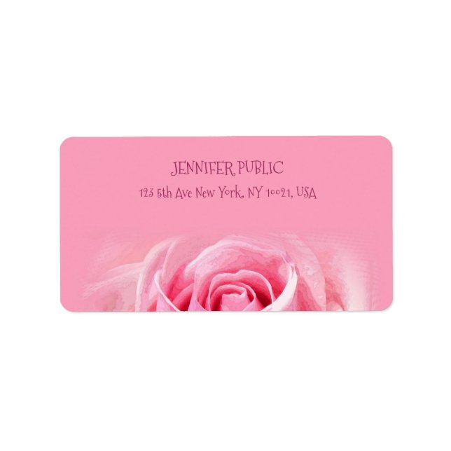 Pink Rose Modern Design Elegant Template Address Label (Front)