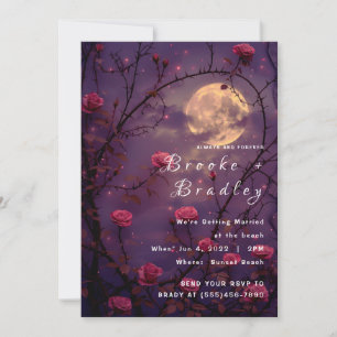 Pink Rose Moon Wedding Invitation