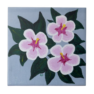 Pink Rose of Sharon Ceramic Tile