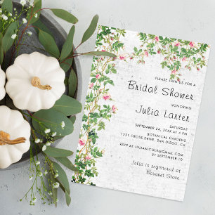 Pink Rose Old Wall Vintage Journal Bridal Shower Invitation