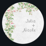 Pink Rose Old Wall Vintage Style Journal Wedding Classic Round Sticker<br><div class="desc">Beautiful Invitation to celebrate Special occasions and festivals comes with digital and E-invitation as per your request. We would love to replicate our designs to make multiple products like rsvp cards, labels envelopes, and more. Customisation is available for ready to print on request at info@shamaurcreatif@gmail.com. Look Forward to hearing from...</div>