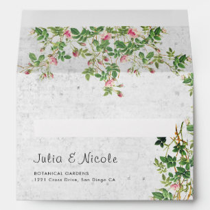 Pink Rose Old Wall Vintage Style Journal Wedding Envelope