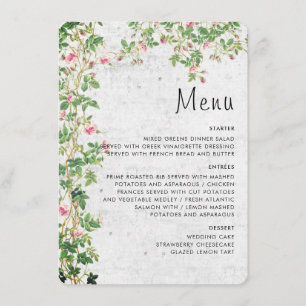 Pink Rose Old Wall Vintage Style Journal Wedding Menu