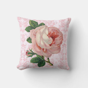 Pink Rose on Pink Elegant Reversible Vintage Cushion