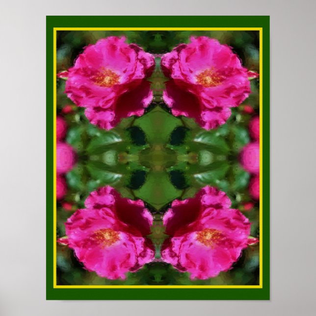 Pink Rose Painting Abstract Flower Art Poster (Front)
