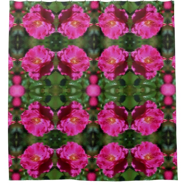Pink Rose Painting Abstract Flower Art Shower Curtain (Front)