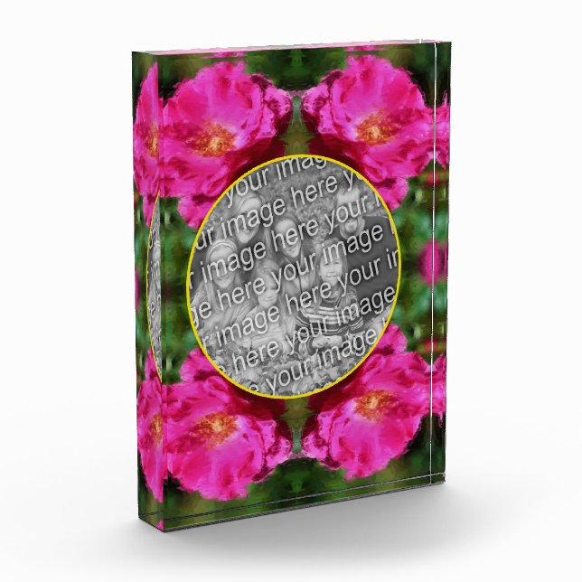 Pink Rose Painting Flower Add Your  Photo Block (Left)