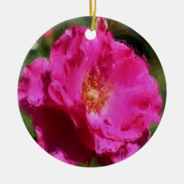 Pink Rose Painting Flower Ornament (Front)
