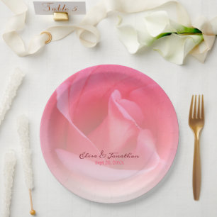 Pink Rose Paper Plate