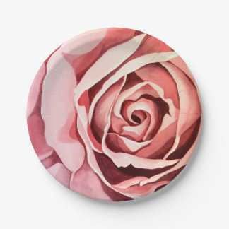 Pink Rose Paper Plates