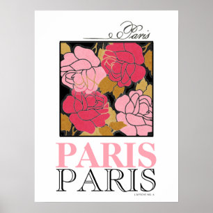 Pink Rose Paris Vintage Poster French