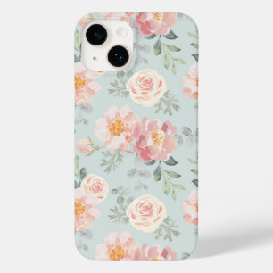 Pink Rose Pastel Garden Pattern Case-Mate iPhone 14 Case