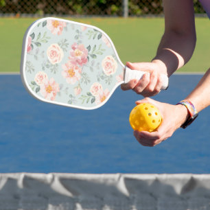 Pink Rose Pastel Garden Pattern Pickleball Paddle