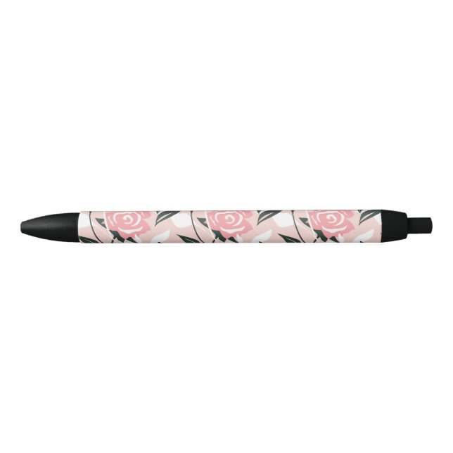 Pink rose pattern black ink pen (Front)