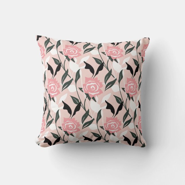 Pink rose pattern cushion (Front)