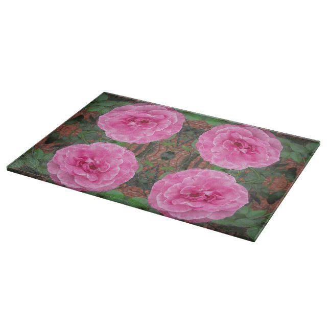 Pink Rose Pattern Cutting Board (Corner)