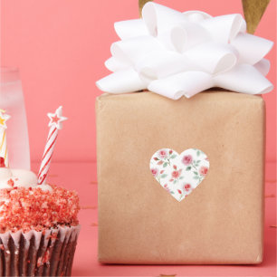 Pink Rose Pattern, soft colour, Heart Sticker