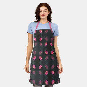 Pink Rose Pattern with Pink Strap Apron
