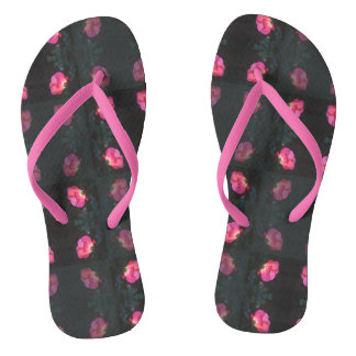 Pink Rose Pattern with Pink Strap Thongs