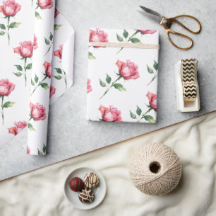 Pink Rose Pattern Wrapping Paper