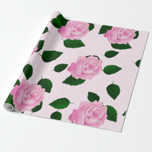 Pink Rose Pattern Wrapping Paper