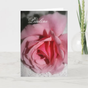 Pink Rose Pauline Name Greeting Card