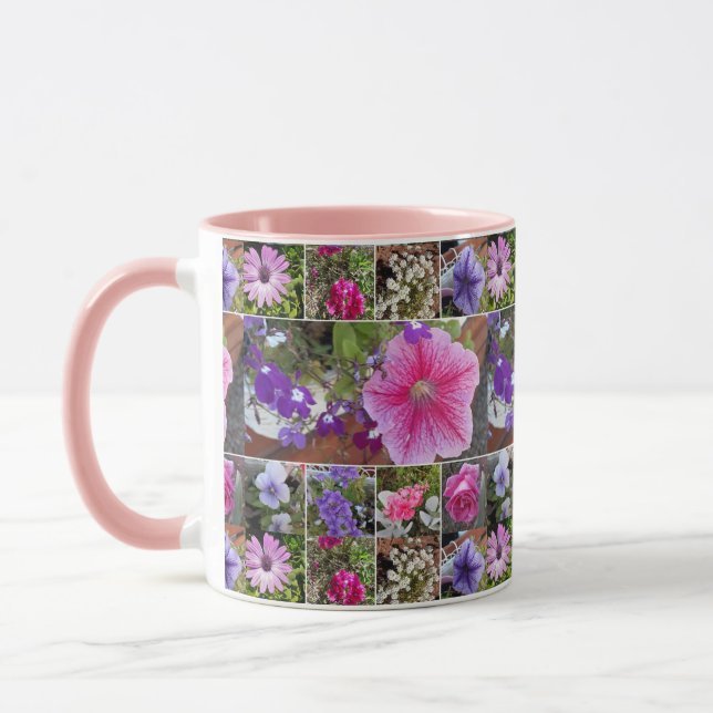 Pink Rose Penunia Daisy Flowers Floral Mothers Day Mug (Left)