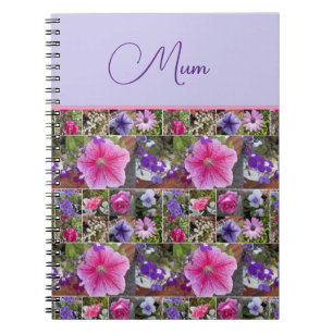 Pink Rose Penunia Daisy Flowers Floral Mothers Day Notebook