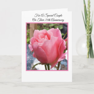 Pink Rose Personalised 70th Wedding Anniversary Card