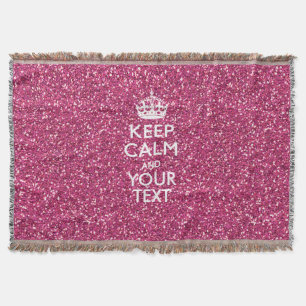 Pink Rose Personalised KEEP CALM AND Your Text Throw Blanket