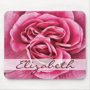 Pink Rose Personalised Mouse Pad