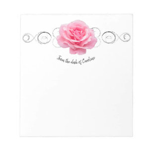 Pink Rose Personalised Notepad